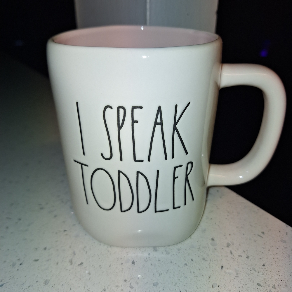 White Mug with 'I Speak Toddler' Text NWOT